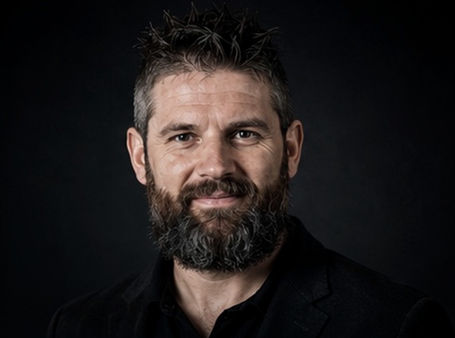 man with a full thick beard and dark